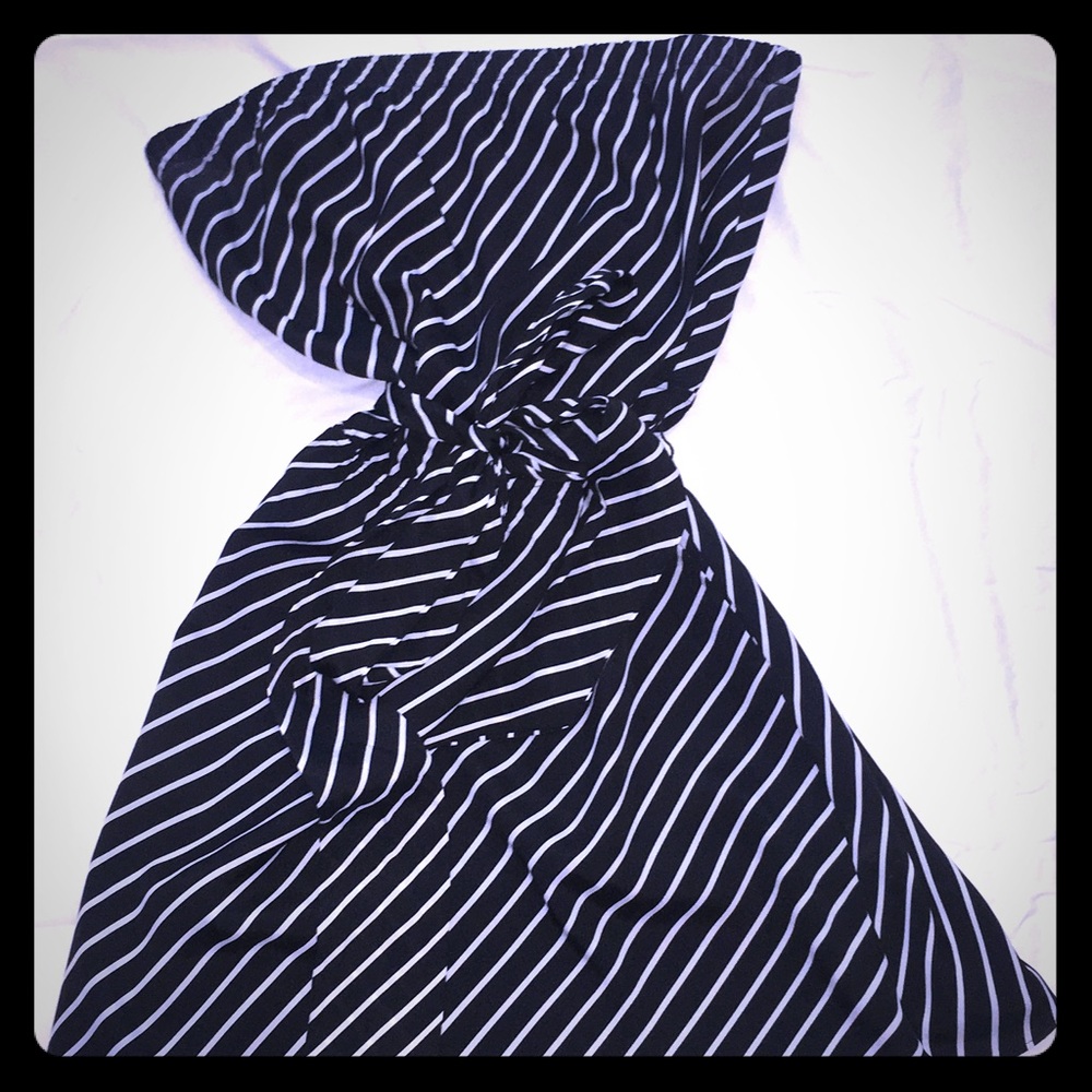 Express stripe strapless dress